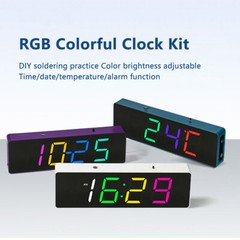 DIY Electronic Clock Kit LED Digital RGB Clock Time Temperature Date Display New