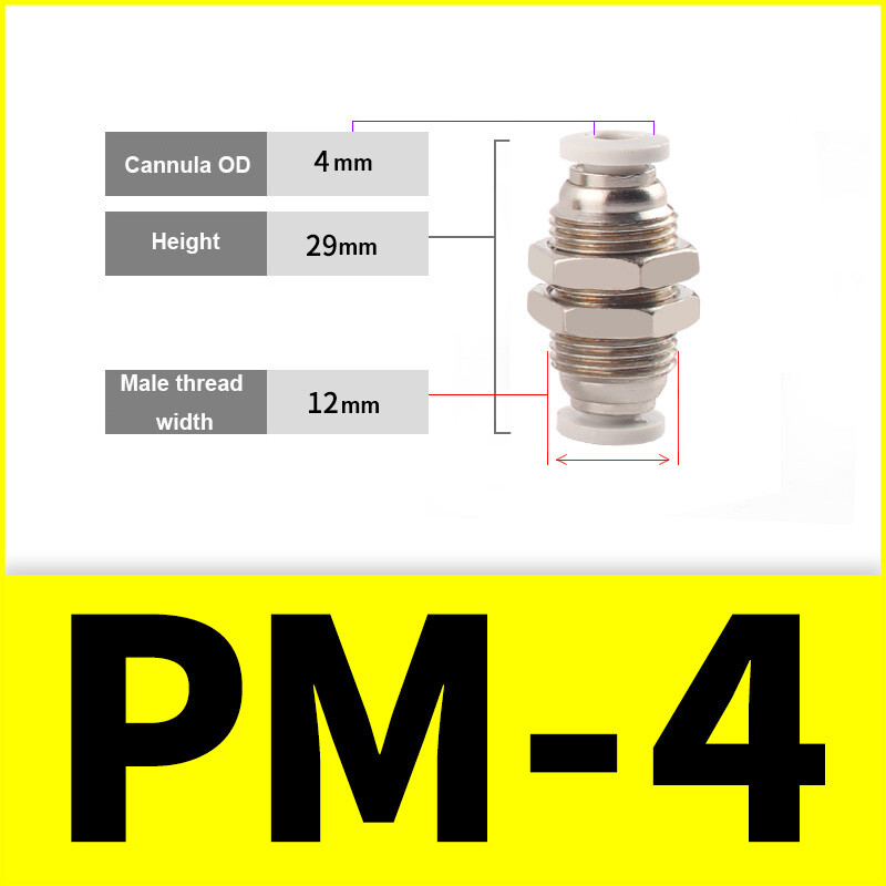 Pneumatic Bulkhead Connector Stainless Steel/Copper Nickel Plated Push Fitting