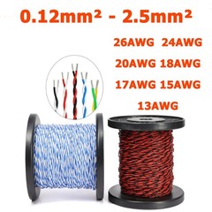 0.12mm²-2.5mm² PTFE Hi-temp Wire Twisted Pairs 2-core Cable Wire Multiple Colors