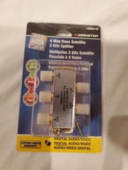 Monster 140558-00 4 Way Satellite Splitter, 2 Ghz, Gold