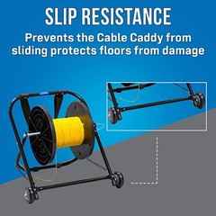 Electric Cable Caddy w Wheel for Coax Wire Spool Reel Dispenser Holder Traveling