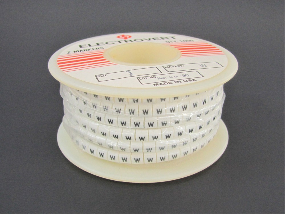 (1000x) Wieland Size 1, Letter W Slip On Wire Marker, .045″ to .065″ OD Z Type