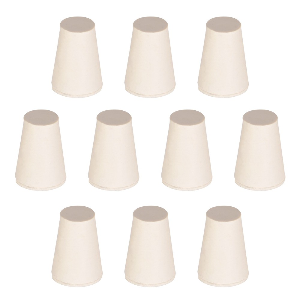 Solid Lab Rubber Stoppers Drilled Silicone Plugs 8-13mm /Beige/ 10Pcs