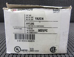 BURNDY YA2CN 1/2″ 2AWG 1-HOLE LONG-BARREL LUG – LOT OF 2 / NEW NO BOX