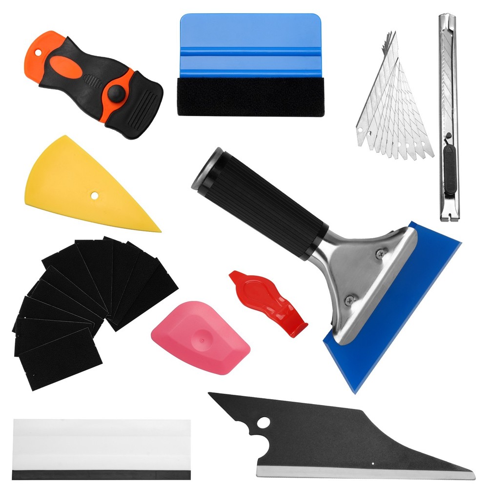 Professional 29 Pc Window Tint Tool Kit Car Vinyl Wrap Squeegee Set w/ 10 Blades