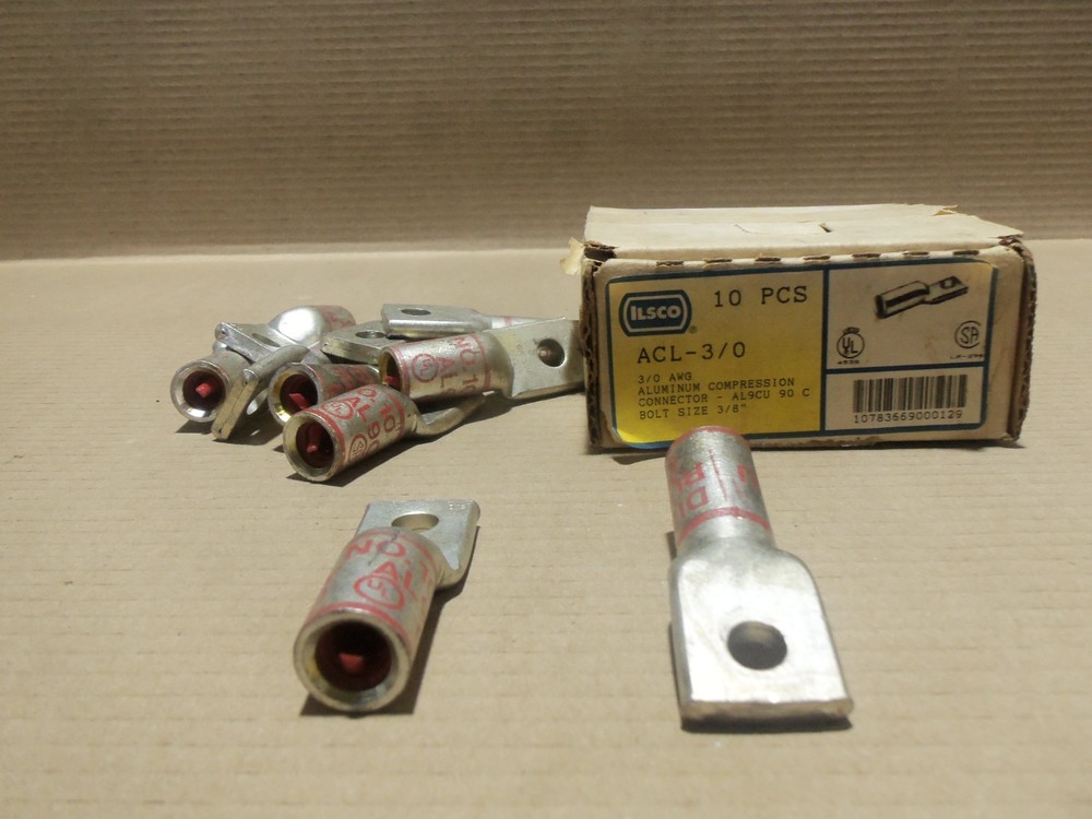 Ilsco ACL-3/0 Box of 10 Compression Lug 3/0 AWG Bolt Size 3/8″ AK
