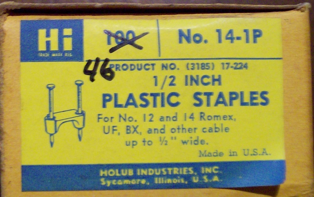 14-1P – 1/2″ Plastic Stacking Staples for (2) 14/2 & 12/2 – Pack of 46