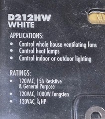 NEW SEALED NSI D212HW D Series Wall Switch Timer 2/4/8/12 Hour 120-Volt AC Tork®