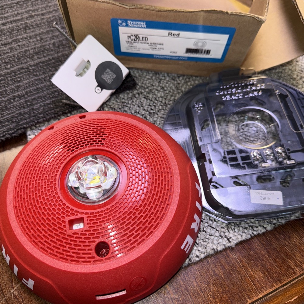 Fire Alarm System Sensor *READ* PC2RLED Ceiling Horn Strobe Red Audible Visual