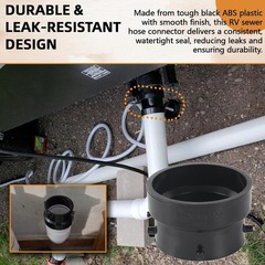 3″ RV Sewer Hose Bayonet to 3″ PVC Adapter with Thread Seal Tape, Black