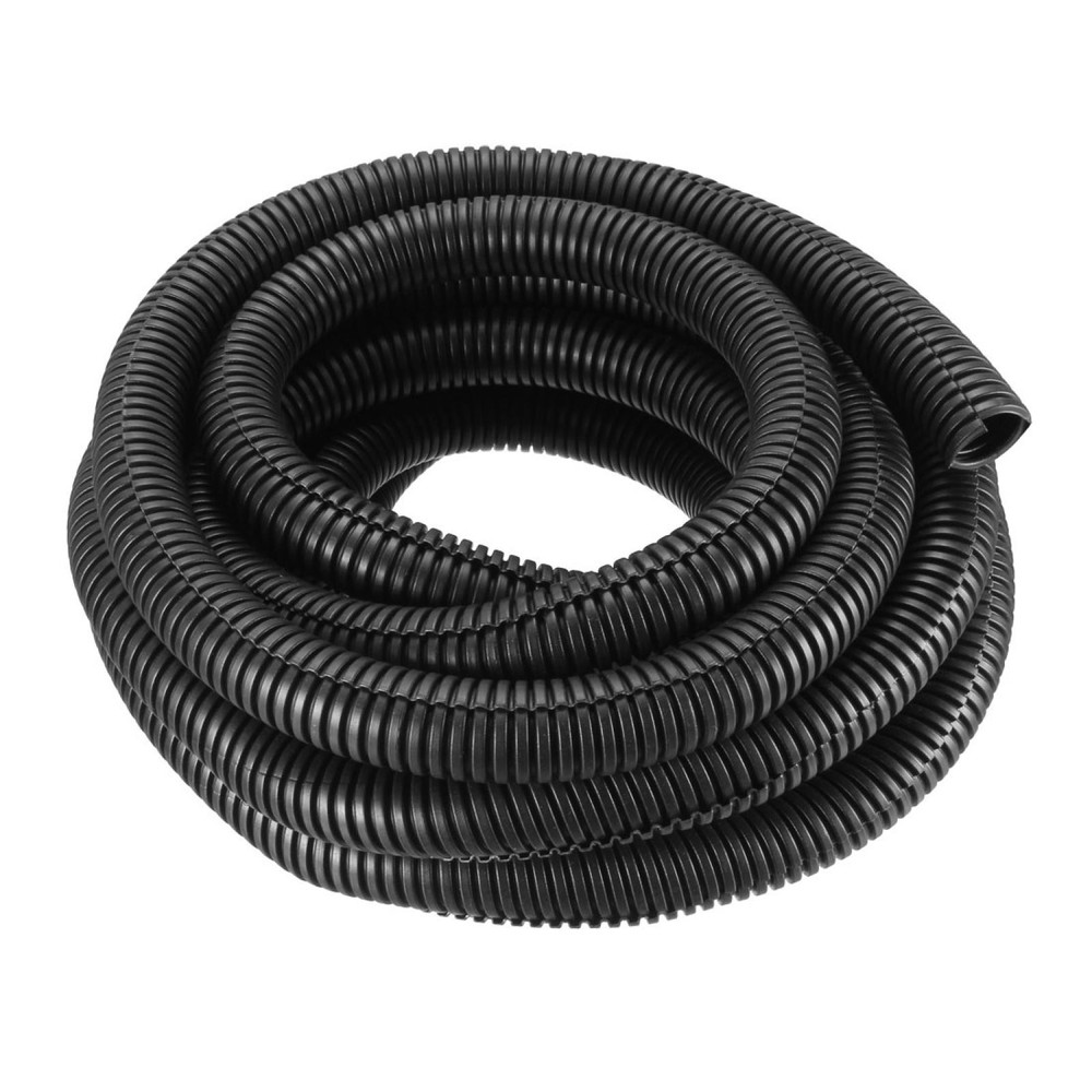 5 M 19×21 mm PVC Split Corrugated Conduit Tube for Garden,Office Black