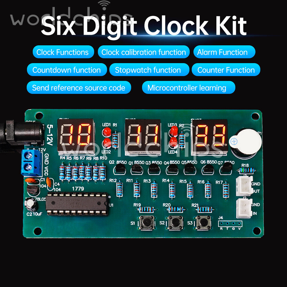 6-bit LED Digital Electronic Clock Kit 51 Microcontroller DIY Soldering Practice
