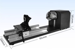 Laser Engraving Fixture with 360-Degree Rotating Spindle Chuck TailstockPlatform