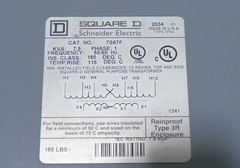 7.5kVa Square D 7S67F General Purpose Transformer 1PH – NEW Surplus!