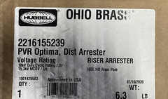 OHIO BRASS, DIST ARRESTER, RISER, HPS, PVR OPTIMA, 18kV, 15.3kV MCOV, 2216155239
