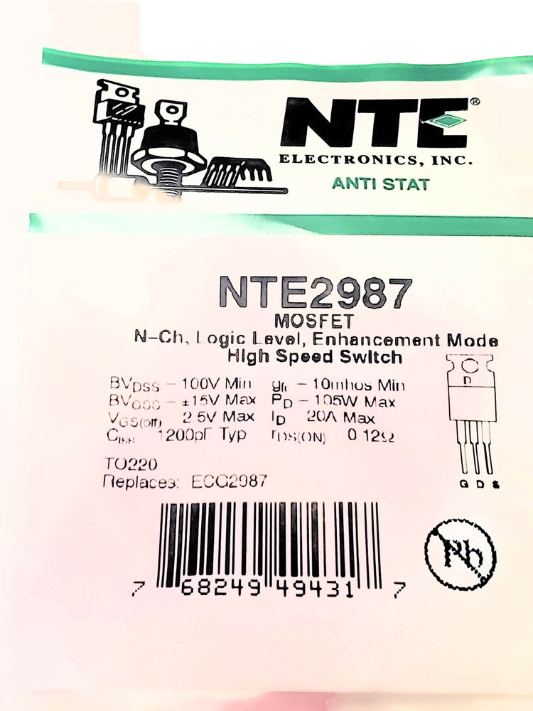 NTE2987 “Original” NTE TO-220 MOSFET 1 pc