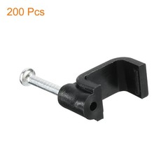 Cable Clips with Steel Nail, 200Pcs 10mm/0.39″ Plastic Cable Wire Clips, Black