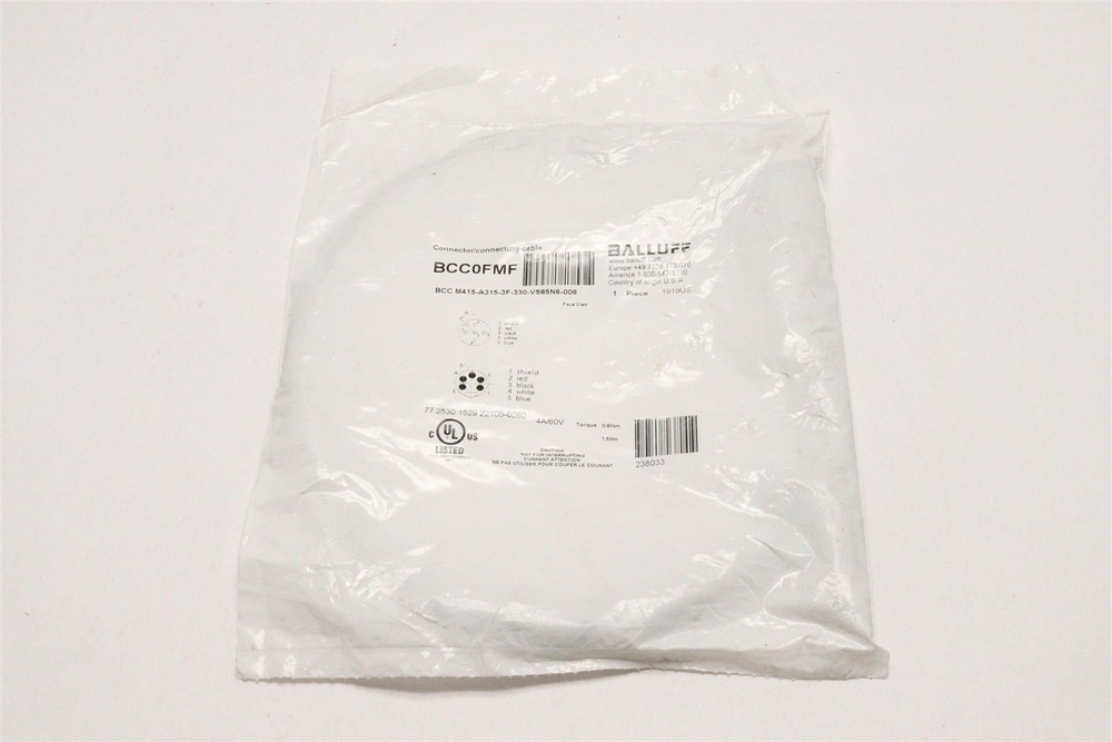 BALLUFF CONNECTING CABLE BCC0FMF BCC M415-A315-3F-330-VS85N6-006