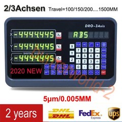 2/3 Axis DRO Display Digital Readout 5µm Linear Glass Scale Kit for Mill Lathe