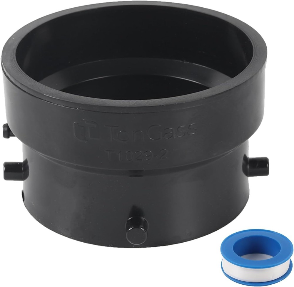 3″ RV Sewer Hose Bayonet to 3″ PVC Adapter with Thread Seal Tape, Black