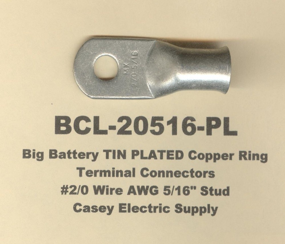 10 TIN PLATED Copper Ring Terminal Connector #2/0 Gauge Wire 5/16″ Stud MOLEX