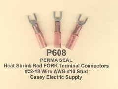 20 Red PERMA SEAL Heat Shrink FORK SPADE Terminal #22-18 Wire #10 Stud MOLEX