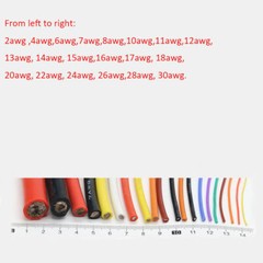 26AWG 0.08mm UL Strand Silicone Soft Cable 600V 200℃ RC Wire 10 Colors OD 1.5mm