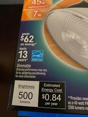 NEW GE LED 7 WATT INDOOR/OUTDOOR WARM WHITE FLOODLIGHT-500 LUMENS-LONG LIFE