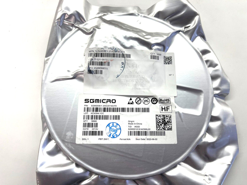 (100 PIECE LOT) SGM2038-1.25XUDY4G/TR, SGMICRO IC LDO 500MA 0.8-5.5VIN 1.25V