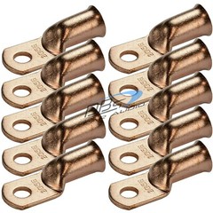 10x 0 Gauge Copper Wire Battery Ring Terminal 1/0 0GA Welding Lead Lug Connector