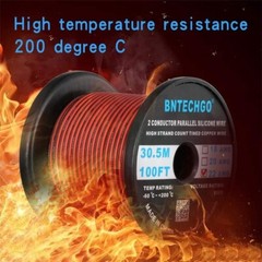 22 Gauge Flexible 2 Conductor Parallel Silicone Wire Spool Red Black High Res…