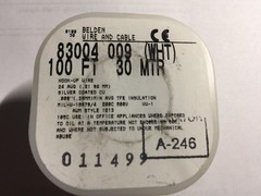 BELDEN 24 AWG stranded silver plated copper conductor, TFE insulation 100ft WHT