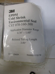 3M EPDM COLD SHRINK CST 070-160-300, DIA RANGE 0.70″-1.60″ X 3″ LG TUBE