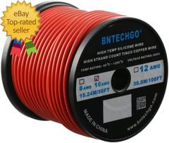 10 Gauge Silicone Wire Spool 50Ft Red and 50Ft Black Bundle