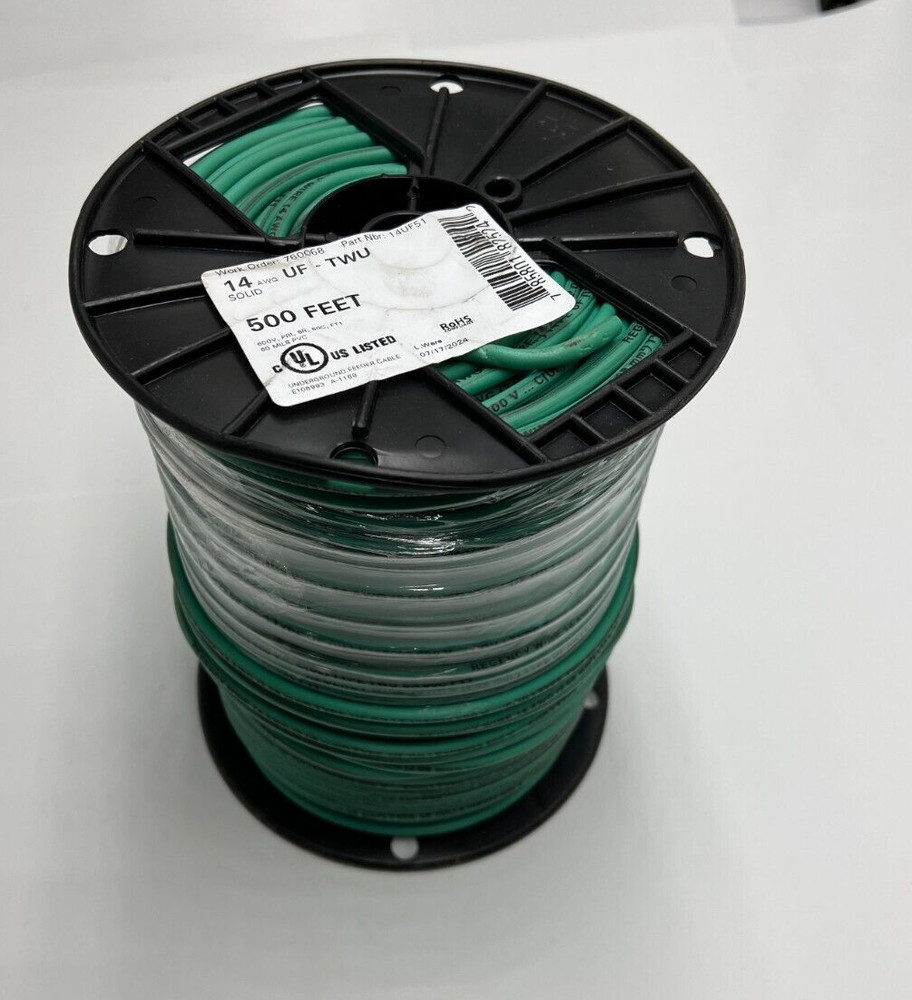 Regency 14UF51 Wire 500 feet Underground Feeder Wire Green 14 AWG