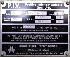 NEW STONE PLATT M2 86/3078/4 POSITIVE INFINITELY VARIABLE PIV UNIT 1343/672 RPM