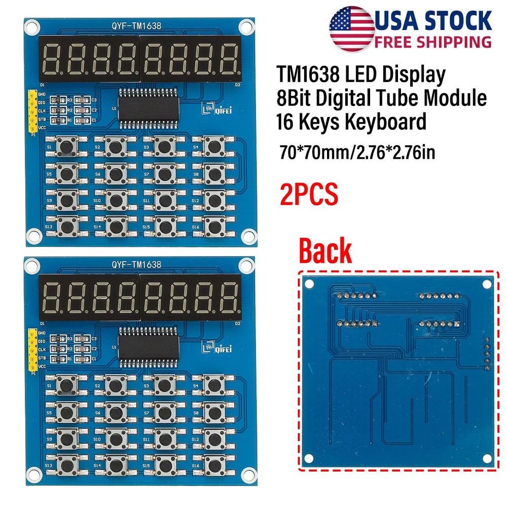 TM1638 LED Display 8Bit Digital Tube Module 16 Keys Keyboard for Arduino DIY 2PC