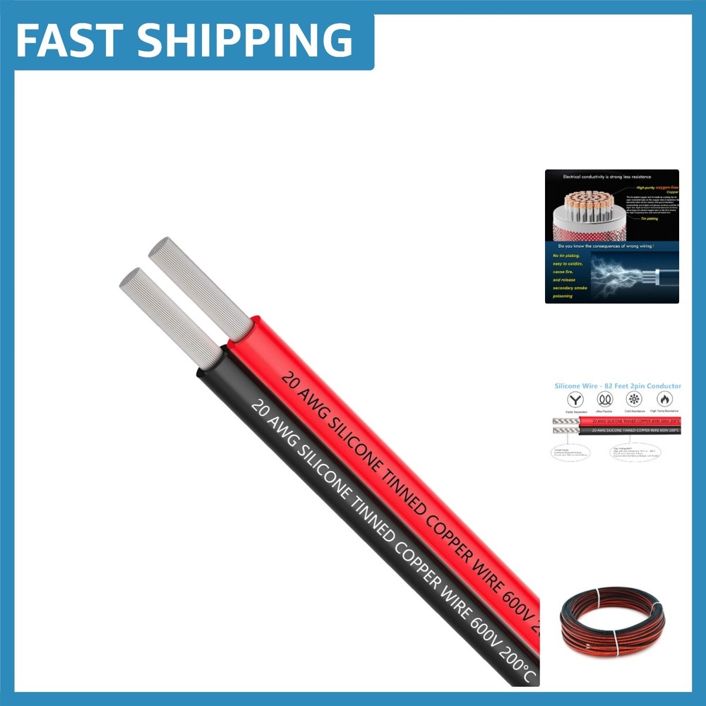 20 AWG 30 Feet Silicone Electrical Wire – Tinned Copper for RC & Electronics