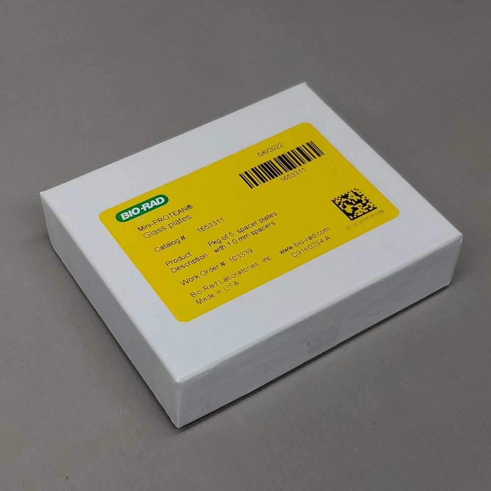 BIO-RAD 1 Box of 5 PCS of Mini-PROTEAN Glass Spacer Plates W/ 1.0mm Spacers 1653