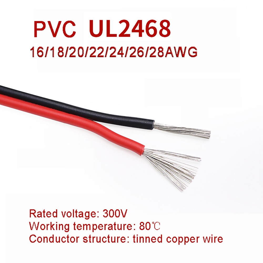 2 Core Red And Black 300V Cable Amp Car Auto Boat Audio Loud Speaker Wire UL2468
