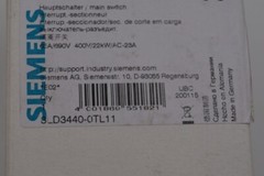 Siemens 3LD3440-0TL11 Main Switch 3LD3 440-0TL11