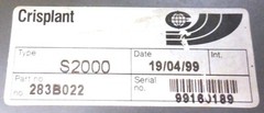 CRISPLANT MOUNTNG PLATEN 283B022, CP283B022, ISDO2B, REV. 4.06, S2000