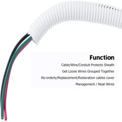 White Split Sleeve Conduit Tubing Harness Wrap Wire Loom Cable Cord Protect Lot