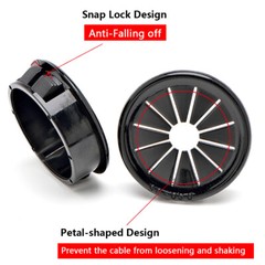 Round Nylon Grommets Wire Tidy Cable Hole Cover Caps Plugs Snap Security Black