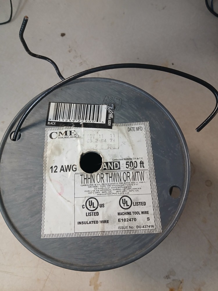 CME Wire 12 awg Black Stranded Copper Wire – E102470 – Approx. 400′