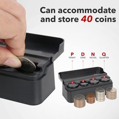 Dash-Mounted Coin Holder for Car, Compatible with Coins of Different Sizes, Fits