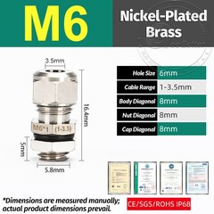 Cable Gland Nickel-Plated Brass Compression M6-M100 PG7-PG63 G1/4-G3 NPT1/4-NPT3