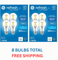 2 GE Refresh HD LED 60 Watt, Daylight, A19 General Purpose Bulbs (4 Pack)