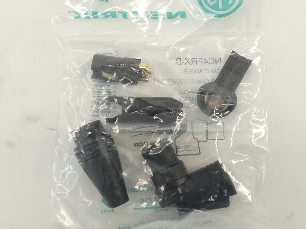 Neutrik NC4FRX-B Right Angle XLR Cable Connector, Female 4P – NEW Surplus!