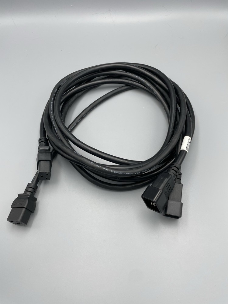 (2) Power Cord C20 / C19 – Black 9ft, 20A/250V 12 AWG – Powerfig E250704
